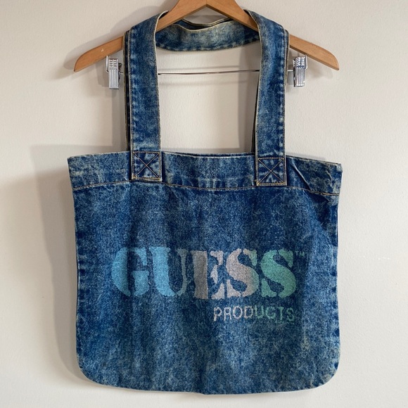 Guess Handbags - VINTAGE GUESS JEANS USA 1986 STONE WASH DENIM TOTE BAG PURSE